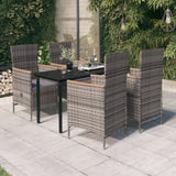 vidaXL 3-delige Tuinset met kussens zwart