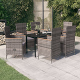 vidaXL 3-delige Tuinset met kussens zwart