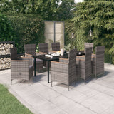 vidaXL 3-delige Tuinset met kussens zwart