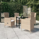 vidaXL 3-delige Tuinset met kussens zwart