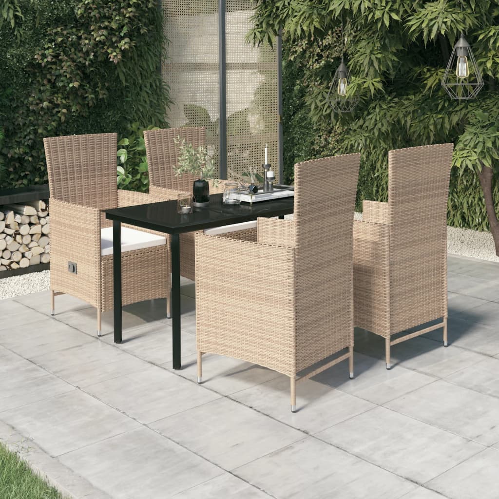 vidaXL 3-delige Tuinset met kussens zwart