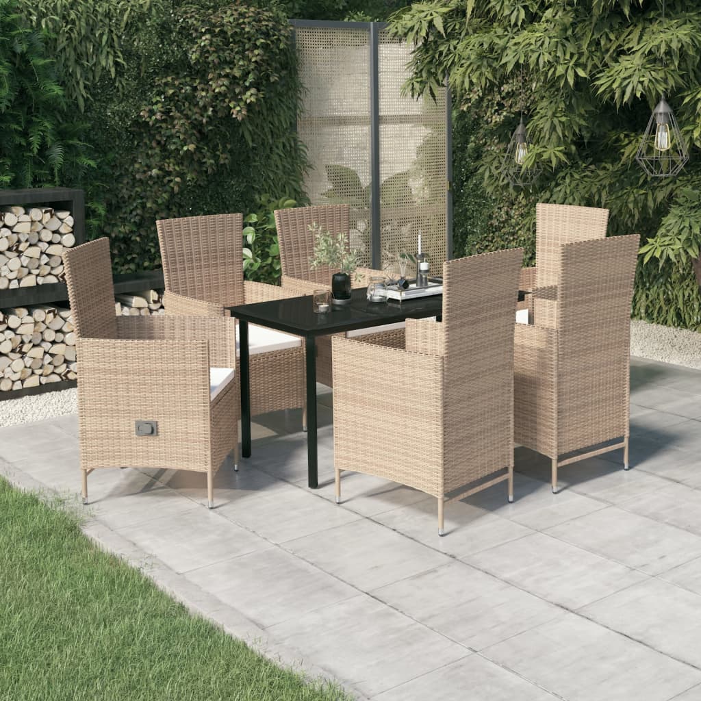 vidaXL 3-delige Tuinset met kussens zwart