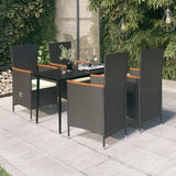 vidaXL 3-delige Tuinset met kussens zwart