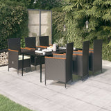 vidaXL 3-delige Tuinset met kussens zwart