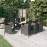 vidaXL 3-delige Tuinset met kussens zwart