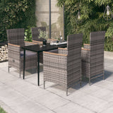 vidaXL 3-delige Tuinset met kussens zwart