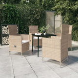 vidaXL 3-delige Tuinset met kussens zwart