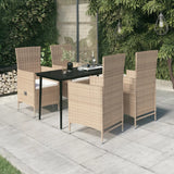 vidaXL 3-delige Tuinset met kussens zwart