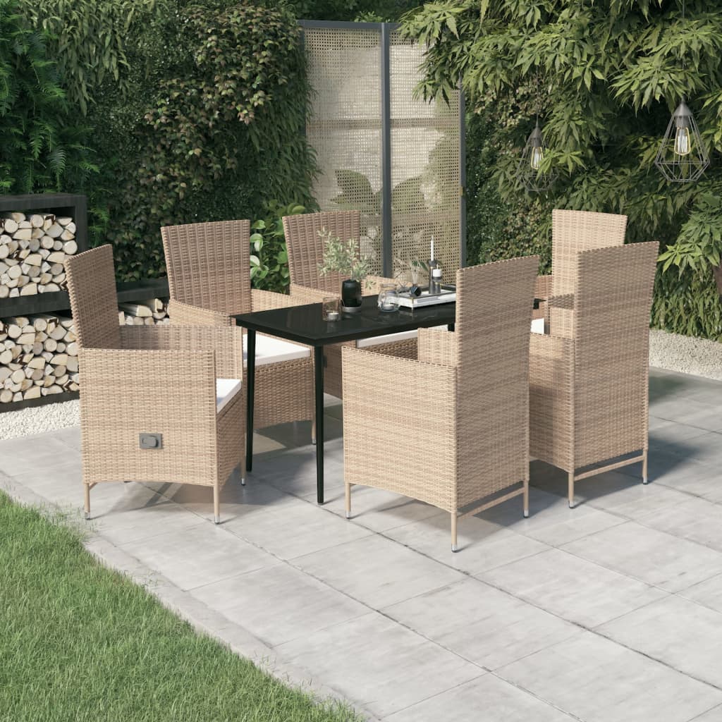 vidaXL 3-delige Tuinset met kussens zwart