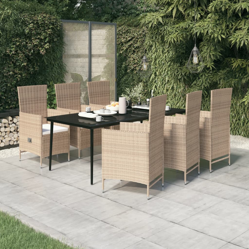 vidaXL 3-delige Tuinset met kussens zwart