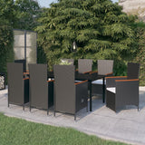 vidaXL 7-Piece Garden Dining Set with Cushions Black