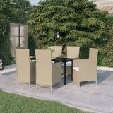 vidaXL 7-Piece Garden Dining Set with Cushions Black