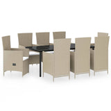 vidaXL 7-Piece Garden Dining Set with Cushions Black