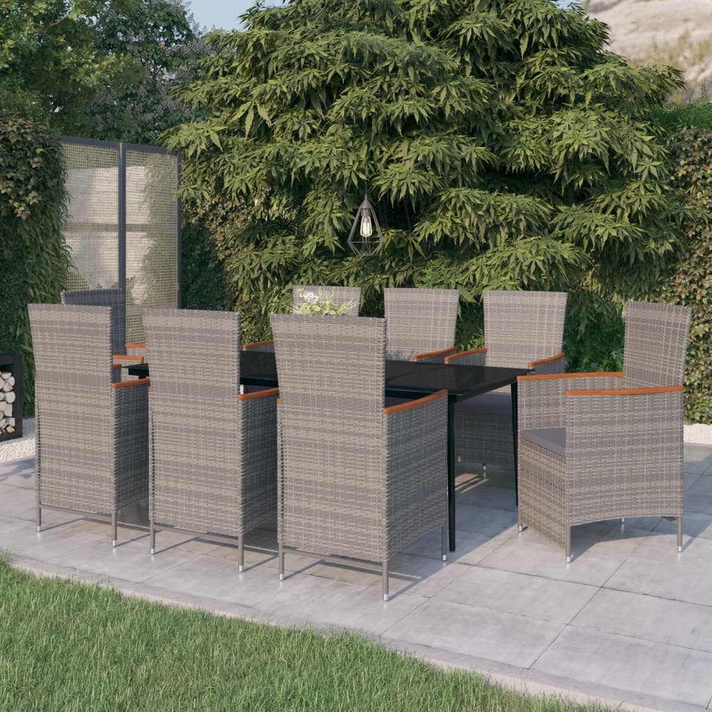 vidaXL 7-delige Tuinset met kussens zwart