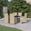 vidaXL 7-delige Tuinset met kussens zwart
