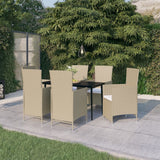 vidaXL 7-delige Tuinset met kussens zwart