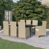 vidaXL 7-delige Tuinset met kussens zwart