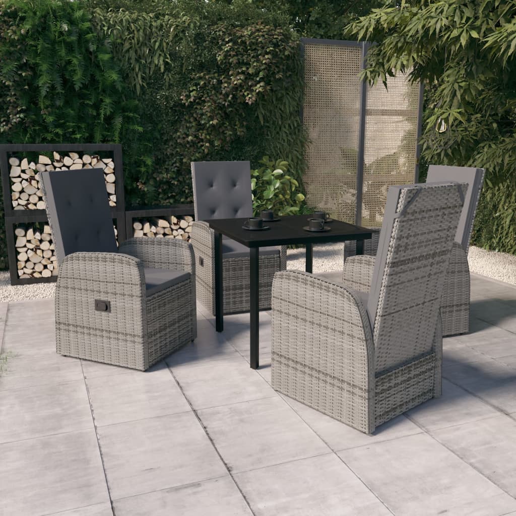 vidaXL 3-delige Tuinset met kussens grijs