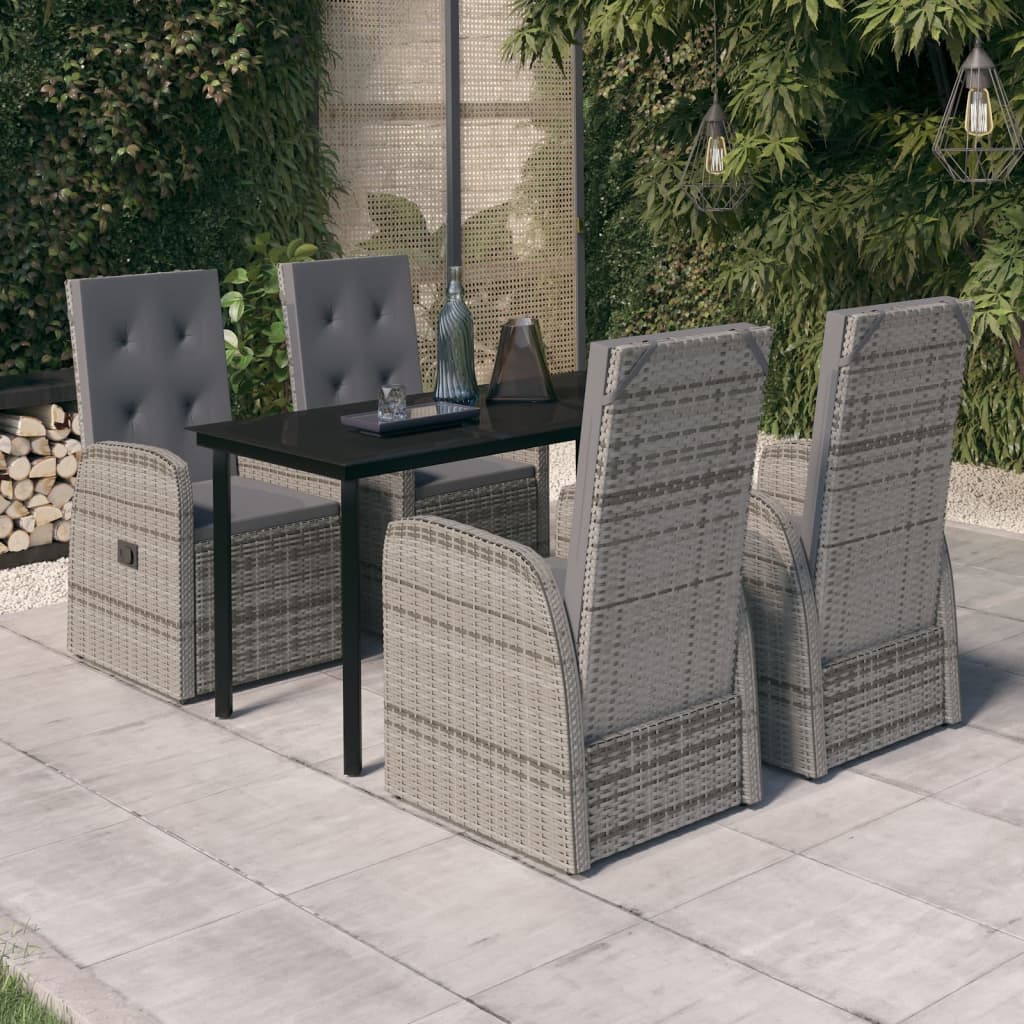 vidaXL 3-delige Tuinset met kussens grijs