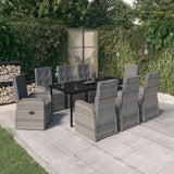 vidaXL 3-delige Tuinset met kussens grijs