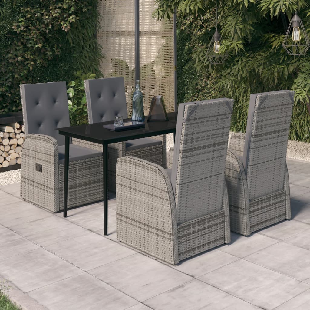 vidaXL 3-delige Tuinset met kussens grijs