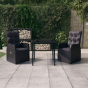 vidaXL 3-delige Tuinset met kussens grijs