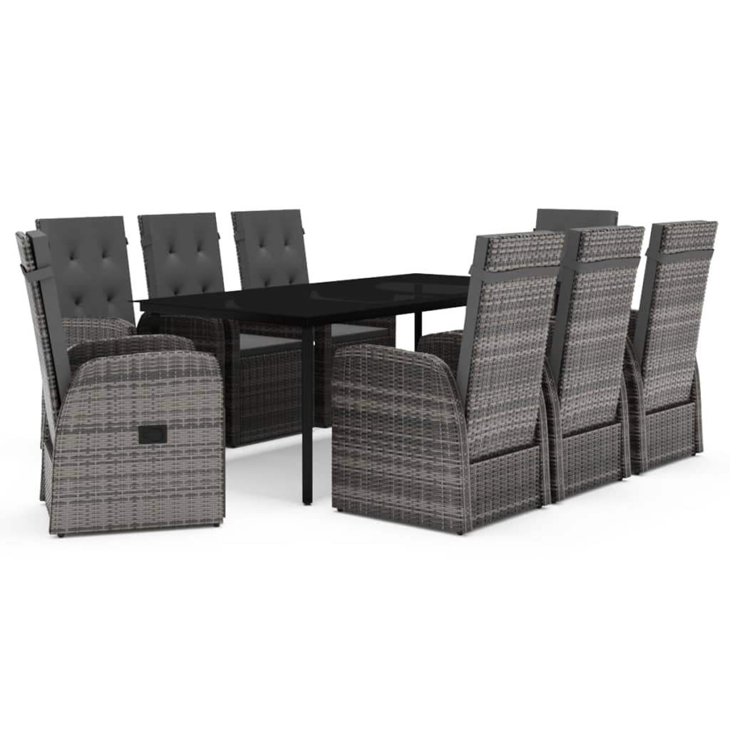 vidaXL 7-delige Tuinset met kussens grijs