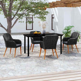 vidaXL 3-delige Tuinset met kussens zwart