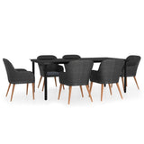 vidaXL 3-delige Tuinset met kussens zwart