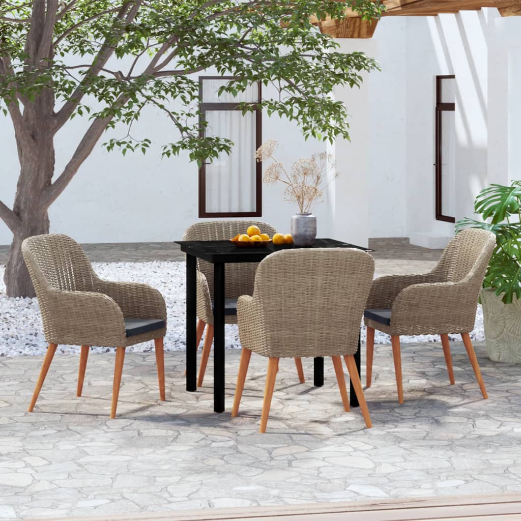 vidaXL 3-delige Tuinset met kussens zwart