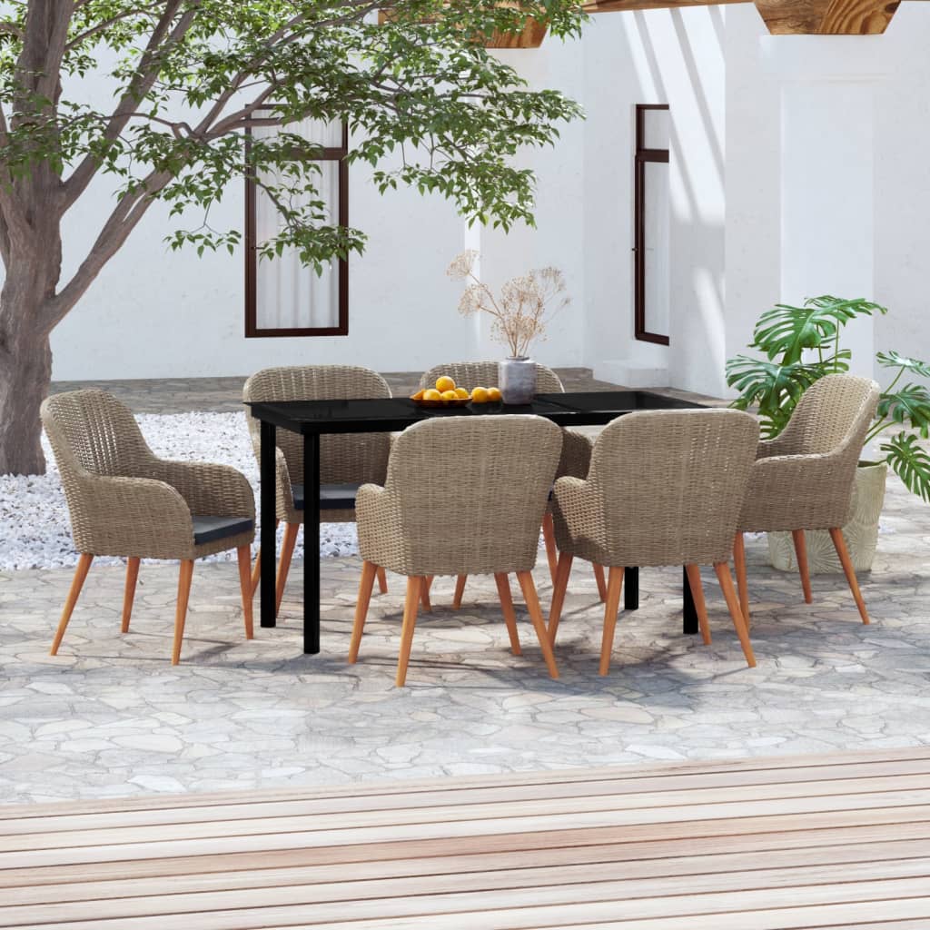 vidaXL 3-delige Tuinset met kussens zwart