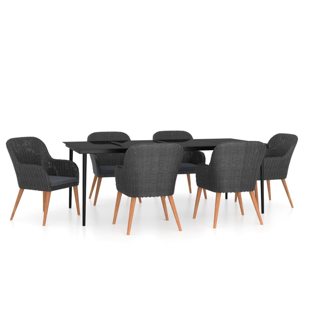 vidaXL 3-delige Tuinset met kussens zwart