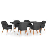 vidaXL 3-delige Tuinset met kussens zwart
