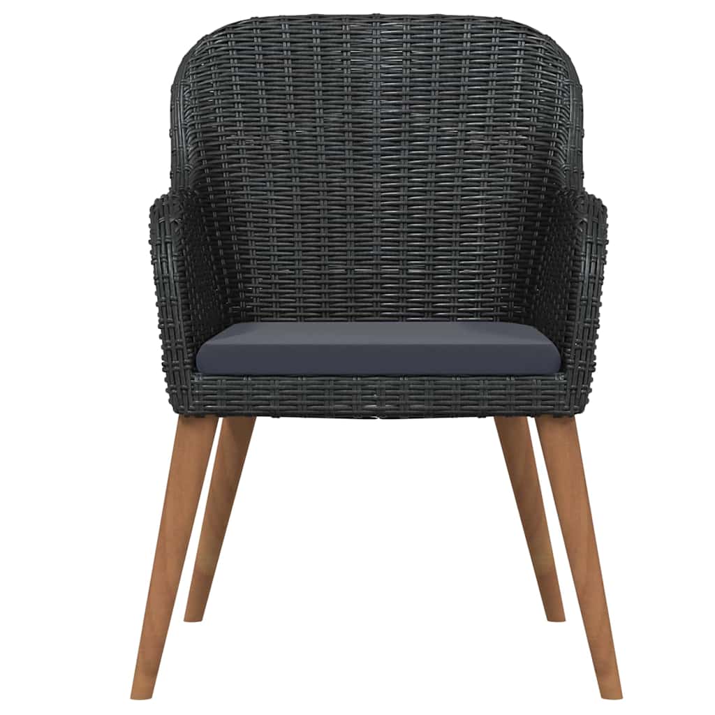 vidaXL 3-delige Tuinset met kussens zwart