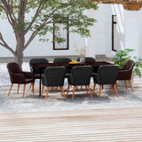 vidaXL 3-delige Tuinset met kussens zwart