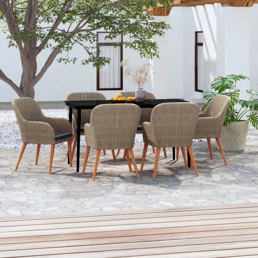 vidaXL 3-delige Tuinset met kussens zwart
