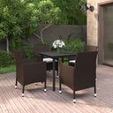 vidaXL 3-delige Tuinset met kussens poly rattan en glas