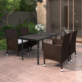 vidaXL 3-delige Tuinset met kussens poly rattan en glas