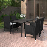 vidaXL 3-delige Tuinset met kussens poly rattan en glas