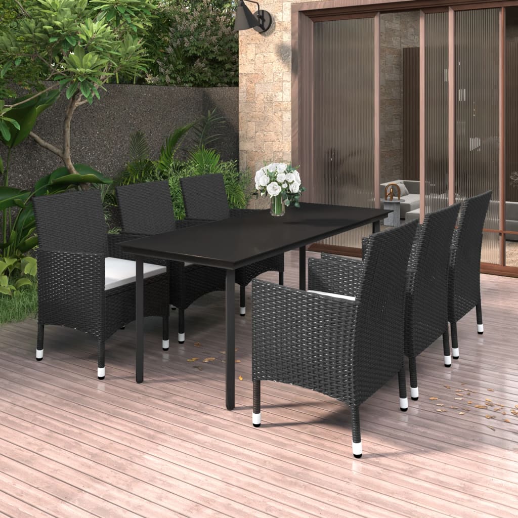 vidaXL 3-delige Tuinset met kussens poly rattan en glas
