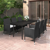 vidaXL 3-delige Tuinset met kussens poly rattan en glas