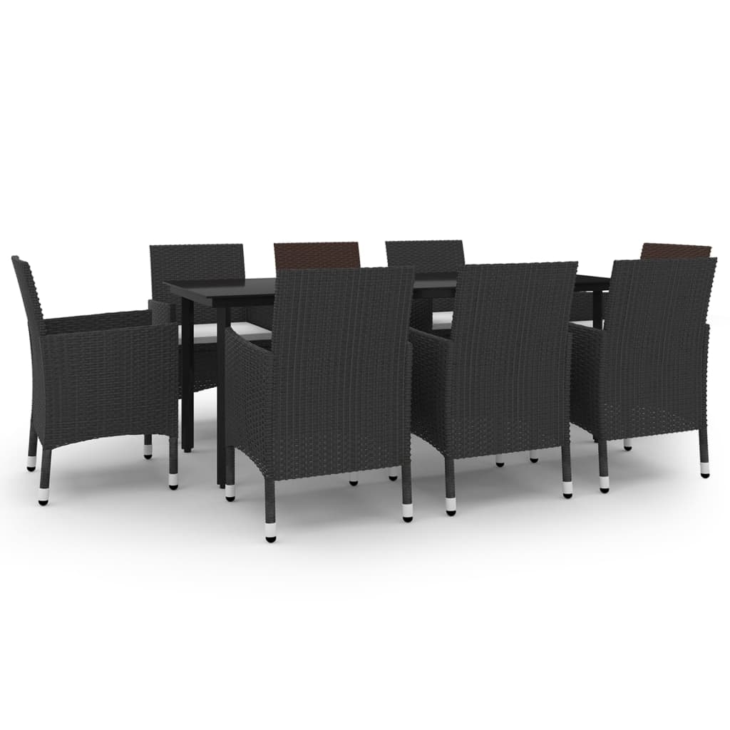vidaXL 3-delige Tuinset met kussens poly rattan en glas