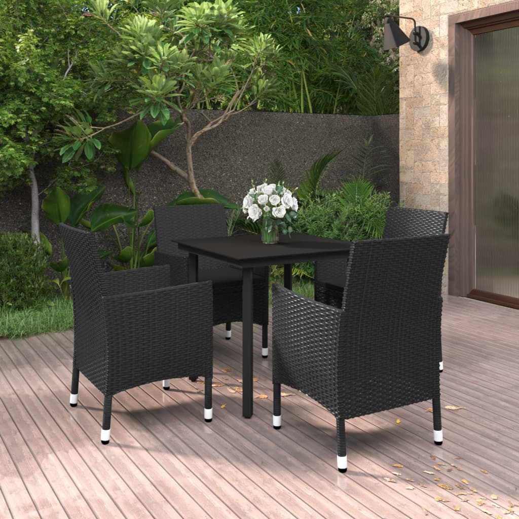 vidaXL 3-delige Tuinset met kussens poly rattan en glas