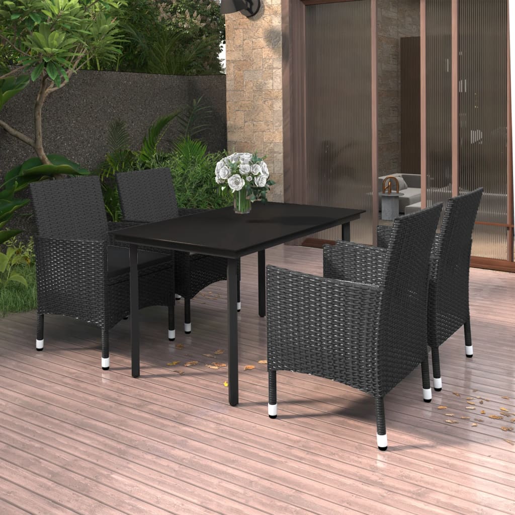 vidaXL 3-delige Tuinset met kussens poly rattan en glas