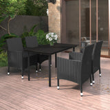 vidaXL 3-delige Tuinset met kussens poly rattan en glas