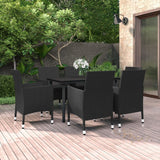 vidaXL 3-delige Tuinset met kussens poly rattan en glas
