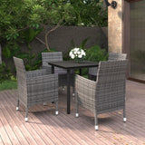 vidaXL 3-delige Tuinset met kussens poly rattan en glas