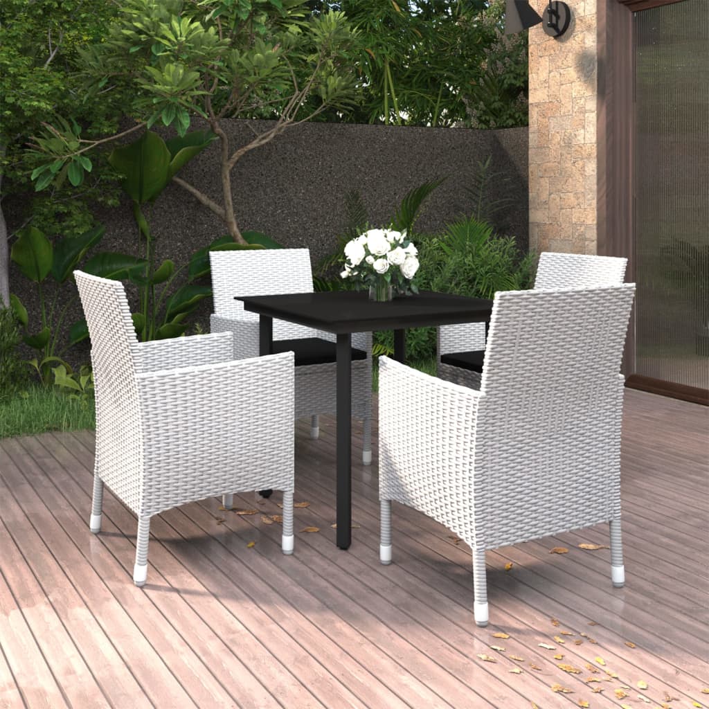 vidaXL 3-delige Tuinset met kussens poly rattan en glas