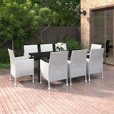 vidaXL 3-delige Tuinset met kussens poly rattan en glas