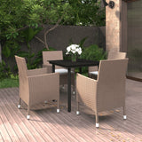 vidaXL 3-delige Tuinset met kussens poly rattan en glas